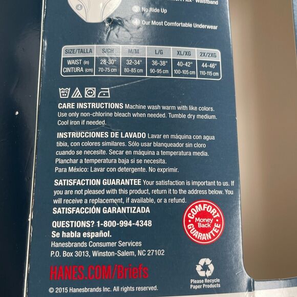 Hanes Men's Underwear Briefs White 7-Pack Tagless 2XL 44/46 Full Cut Fresh IQ - Picture 7 of 9